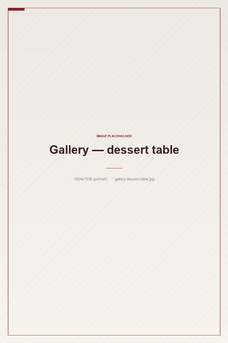 A dessert table layered with seasonal cakes and small sweets