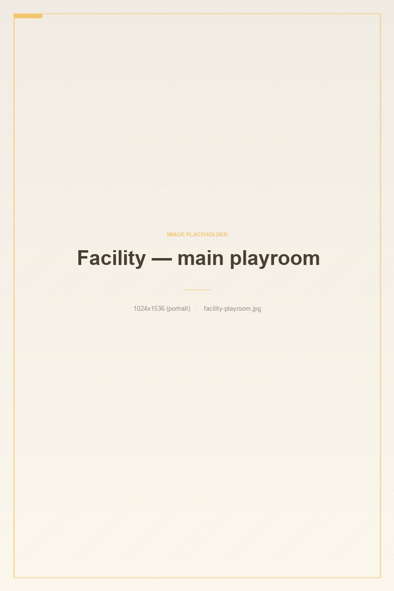 A bright, tidy in-home daycare playroom with low wooden shelves of toys, a soft rug, and plants by a sunny window