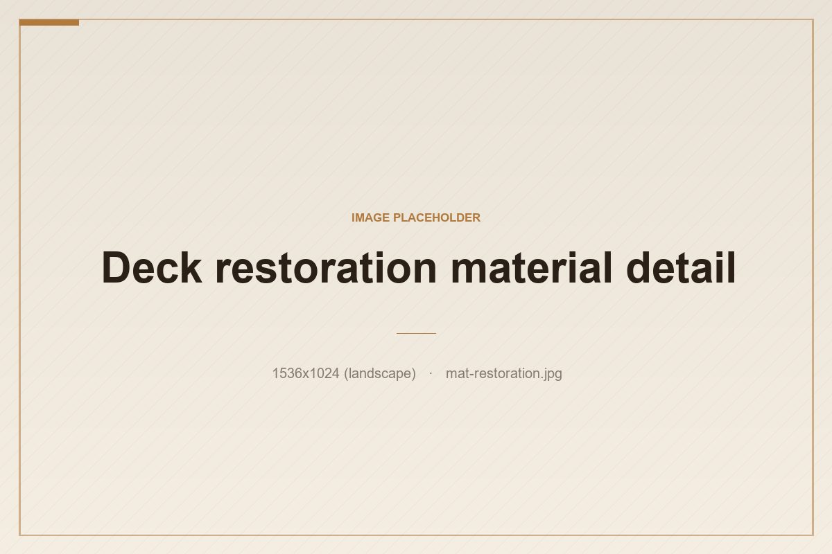 Sanded and resealed deck boards with rebuilt railing