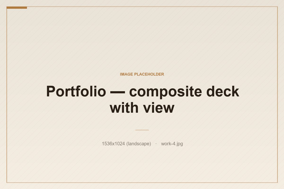 Composite deck overlooking trees and a sliver of Penobscot Bay