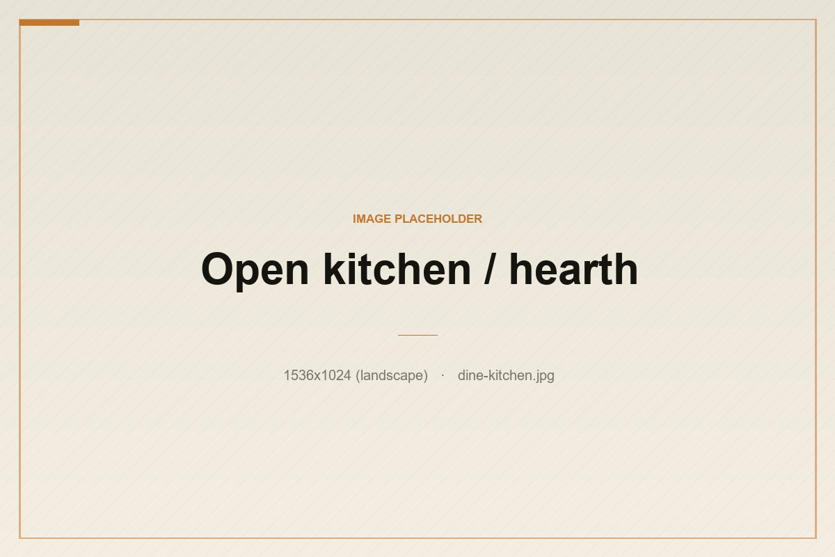 The wood-fired open kitchen