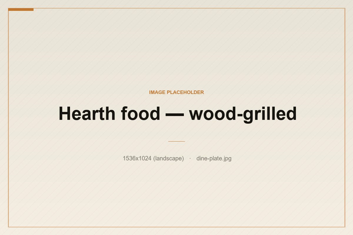 A wood-grilled hearth plate on dark ceramic