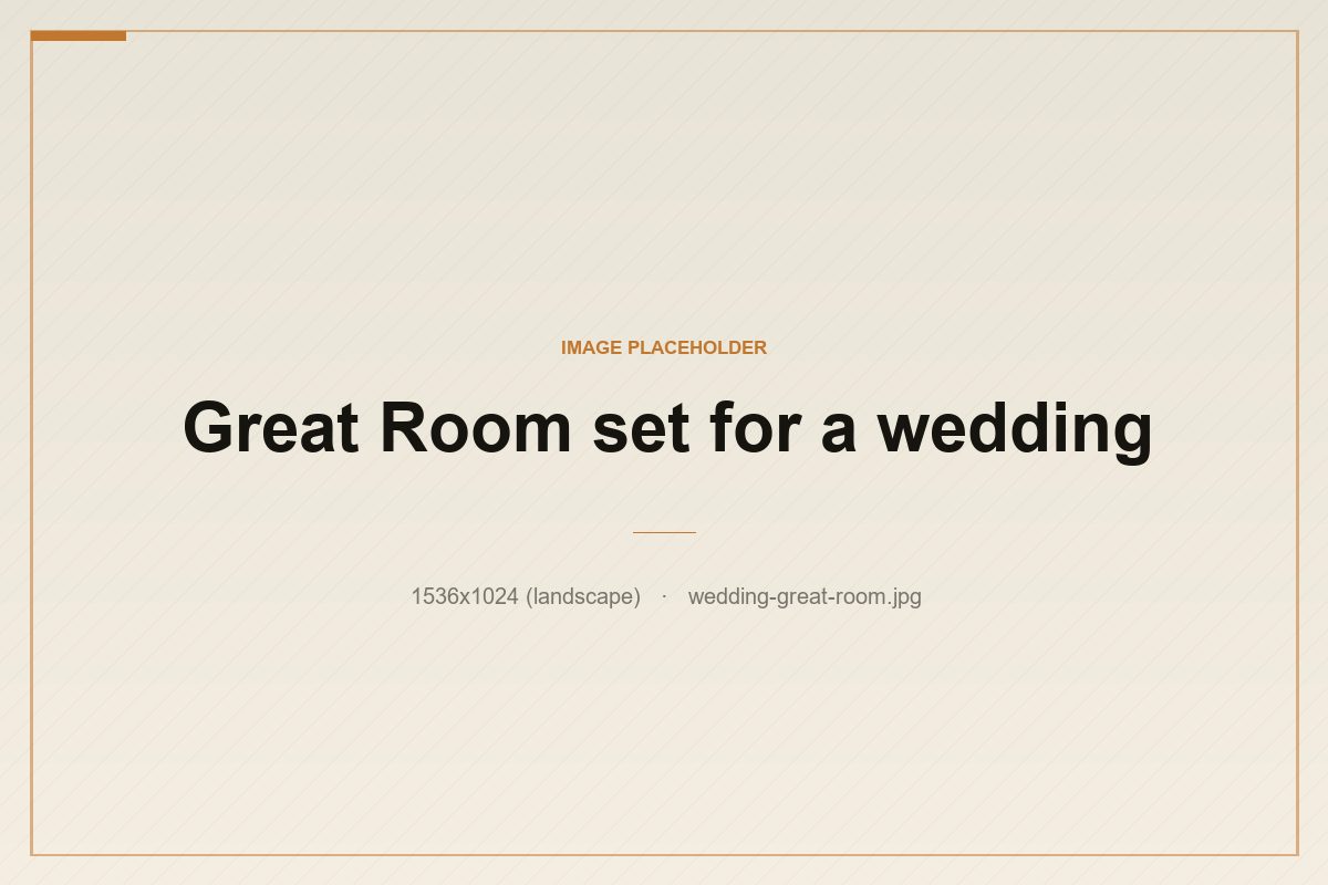The Great Room dressed for a wedding dinner, candlelit