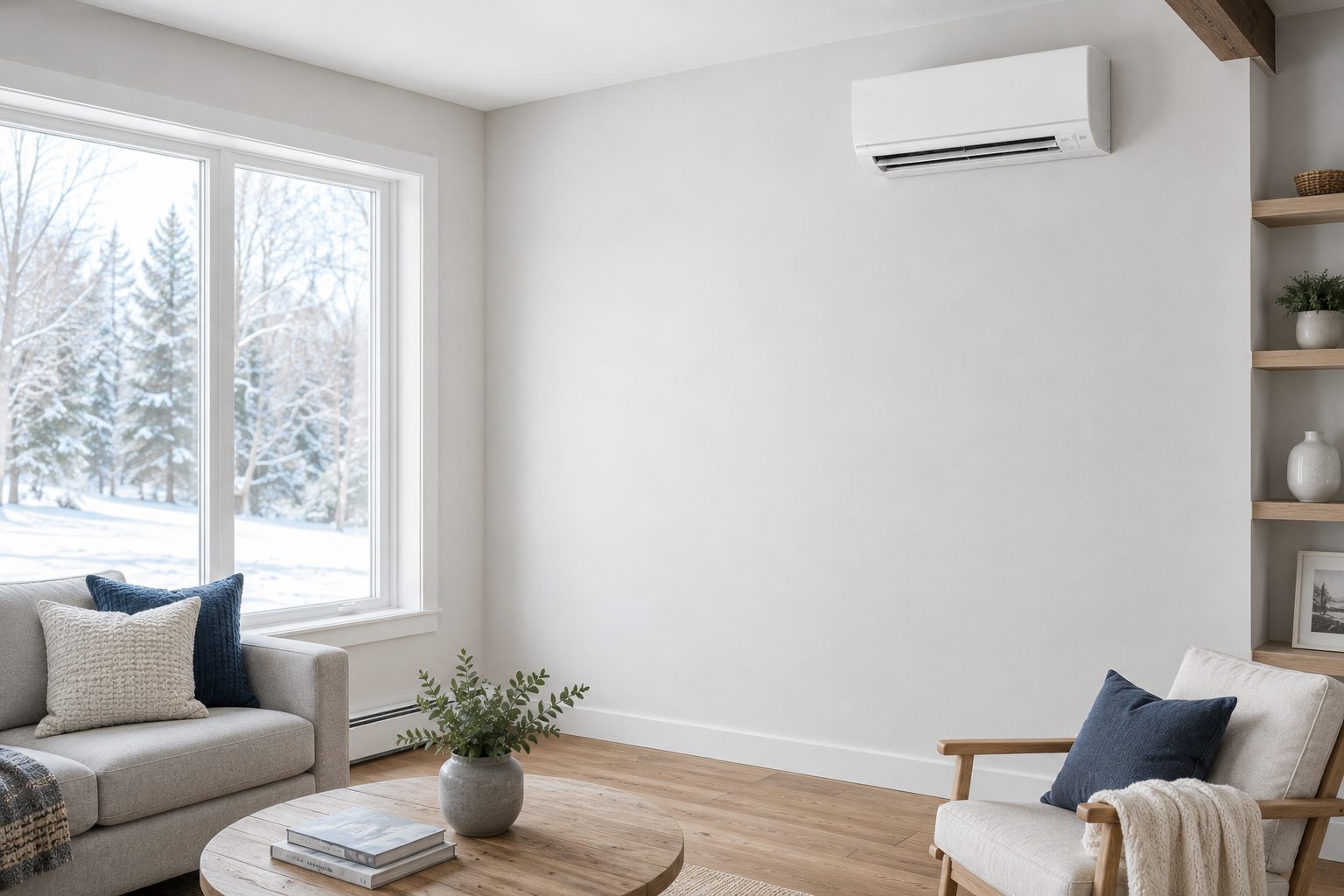 A high-efficiency heat pump system installed at a southern Maine home