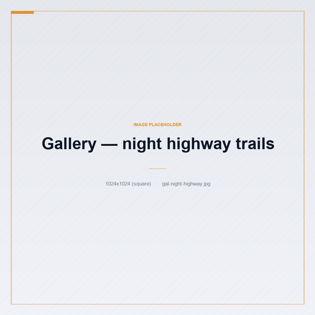 Truck headlights and amber tail-light trails streaking down a dark Maine highway at night